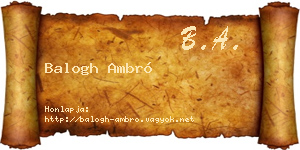 Balogh Ambró névjegykártya